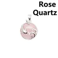Elegant rose quartz dolphin playing in waves pendant necklace with silver finish - Rose Quartz