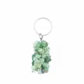 Handmade green crushed crystal stone keychain accessory with silver metal ring for bags - Aventurine (aljyly1206)