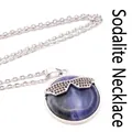 Stylish silver necklace with natural sodalite stone and unique sunglasses charm pendant - With Necklace / Blue Sodalite
