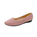 Elegant pink suede pointed toe flat shoes with a minimalist and stylish design - 35 / Pink