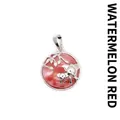 Pendentif éléphant mère et bébé argenté avec cristal rouge couleur pastèque - Rouge pastèque