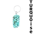 Natural turquoise crushed stone keychain pendant with silver metal ring - Turquoise (aljyly1206)