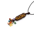 Collier pendentif en œil de tigre tissé à la main avec pierres roulées multicolores - Œil de tigre