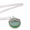 Green aventurine stone necklace featuring a unique black crystal sunglasses pendant - With Necklace / Aventurine Jade