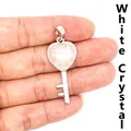 Natural white crystal heart-shaped key pendant necklace charm for men and women - White Crystal