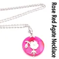 Elegant rose red agate doughnut pendant necklace with white shell flower detail - Necklace Set / Rose Red Agate