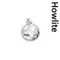 Dolphin playing with water pendant necklace featuring white turquoise inlay - Howlite