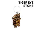 Handmade natural Tiger's Eye crystal gravel stone keychain charm pendant for bags - Tiger's Eye (aljyly1206)