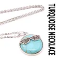 Sky blue turquoise pendant necklace featuring black stone sunglasses design - With Necklace / Turquoise