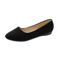 Elegant black suede pointed-toe ballet flats for women with comfortable soft sole - 35 / Black