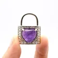 Handgefertigter herzförmiger Amethyst Anhänger mit glitzerndem Silberrahmen Strass - Amethyst
