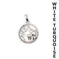 Pendentif éléphant mère et enfant personnalisé avec incrustation de turquoise blanche - Howlite