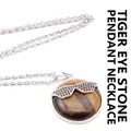 Unique ins style round tiger eye stone pendant necklace with black crystal sunglasses - With Necklace / Tiger's Eye