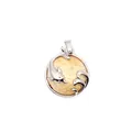 Picture jasper dolphin pendant necklace in silver finish - Jasper