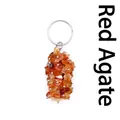 Red agate raw stone keychain crystal crushed stone bag charm - Red Agate (aljyly1206)