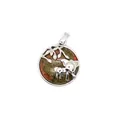 Pendentif éléphant mère et enfant avec pierre naturelle unakite pour bijoux - Unakite