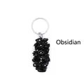 Natural tumbled black obsidian crystal stone pendant keychain for bags and keys - Obsidian (aljyly1206)