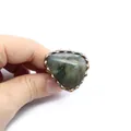 Unique triangular labradorite raw stone open ring with antique copper finish - Style 1 (Triangular Labradorite)