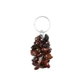 Brown crushed stone keychain pendant with polished crystal fragments and silver ring - Goldstone (aljyly1206)