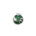 Exquisite silver dolphin and wave pendant necklace with circular green malachite stone - Malachite