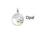 Pendentif exquis éléphant mère et enfant avec incrustation d'opale et finition argentée - Opale