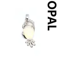 Exquisiter silberner Papageienanhänger mit einem großen polierten cremefarbenen Opal - Papagei Anhänger / Opal