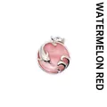 Dolphin and wave pendant necklace with watermelon red aventurine stone - Watermelon red