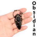 Collar con colgante de punta de flecha de obsidiana negra natural con marco de cobre - Piedra Bruta de Obsidiana (5060357947196)