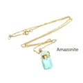 Petit collier pendentif flacon de parfum en amazonite avec fine chaîne dorée - Amazonite / Or