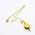 Professional solid gold-colored metal sphere dowsing pendulum for divination and energy healing - Gold