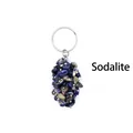 Handmade blue sodalite crystal chip cluster keychain charm with silver metal ring - Sodalite (aljyly1206)