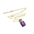 Élégant petit pendentif flacon de parfum en cristal avec pierre d'améthyste naturelle - Améthyste / Or