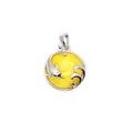 Detailed dolphin and ocean wave pendant necklace featuring a round yellow topaz gemstone - Topaz