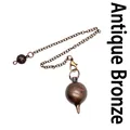 Solid metal round ball dowsing pendulum with chain in professional antique bronze finish - Bronze