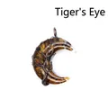 Artisan natural tiger eye stone chip moon pendant necklace with copper wire wrap detail - Bronze / Tiger's Eye