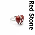 Elegant silver heart ring featuring a red jasper stone and adjustable band Barbie style - Red Jasper