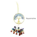 Handmade Seven Chakra Tree of Life hanging ornament with natural aquamarine stones - Aquamarine