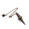 Vintage Bronze Metall Pendel mit Kette und hohler Perle für die Wahrsagerei Detail - Stil 7