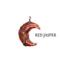 Handmade red jasper stone crescent moon pendant featuring wire-wrapped tree of life motif - Bronze / Red Jasper
