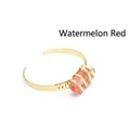 Elegante bracciale rigido in pietra naturale rosso anguria placcato in oro fino 24K - Rosso anguria