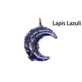 Pendentif demi-lune en résine et lapis-lazuli avec détails en fil de fer - Bronze / Lapis-lazuli