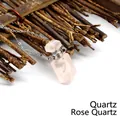 Élégant petit pendentif flacon de parfum en cristal de quartz rose avec une chaîne en argent - Quartz rose / Argent