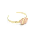 Elegante bracciale rigido placcato oro 24K con pietra naturale di quarzo rosa - Quarzo rosa