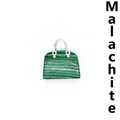 Exquisite natural green malachite handbag shaped pendant with silver tone handle details - Malachite