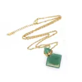 Collana con ciondolo a boccetta di profumo in avventurina verde e catena placcata oro - Giada avventurina
