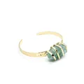 Bracciale rigido aperto placcato oro 24K con pietra naturale di fluorite verde - Fluorite Verde