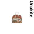 Unique handbag shaped Unakite natural stone pendant necklace for women's fashion jewelry - Unakite