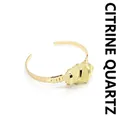Elegante bracciale rigido aperto placcato oro 24K con pietra grezza di cristallo limone - Citrino