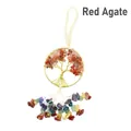 Handmade Tree of Life car hanging ornament with red agate and seven chakra crystals - Red Agate