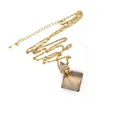 Elegante collana con ciondolo boccetta di profumo a rombo in quarzo fumé con contagocce - Quarzo fumé